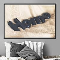 Framed Canvas Wall Art Word Panels 3D Fun Industrial Inspirational Metallic Multicolor Pop Art Typography - 16x24 inches