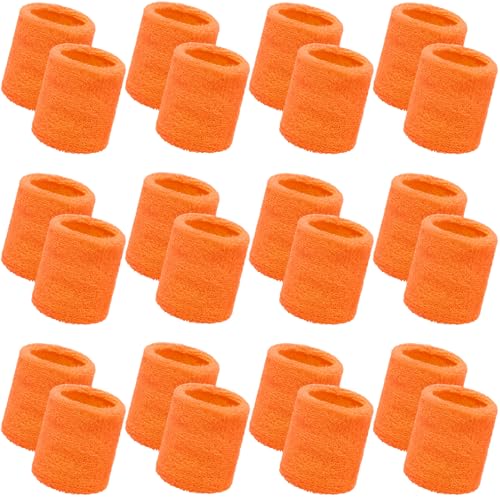 Image of Bememo 24 Pcs Wrist Sweatbands Bulk Sports Wrist Bands for Men Women Breathable Athletic Tennis Wristbands Stretchy Absorbent Cotton Terry for Basketball, Baseball, Gym, Working Out