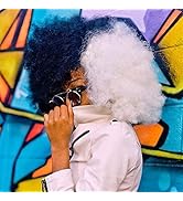 Andromeda Afro Wigs for Black Women Half Black Half White 70s Afro Wig Short Afro Puffy Wigs for ...