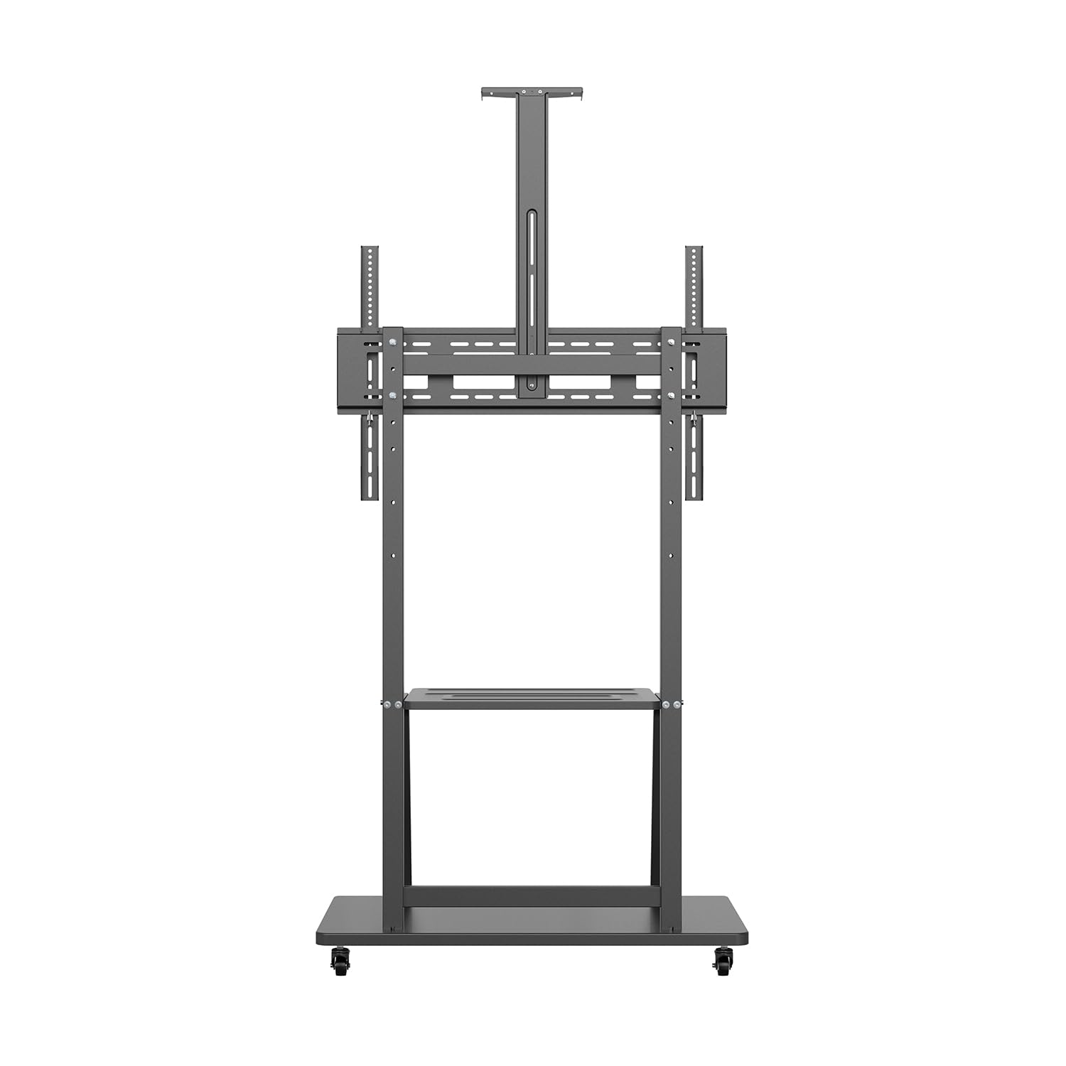 AISENS - FT100E-135 - Soporte de Suelo Eco con Rueda, Bandeja para DVD y Soporte de Cámara para Monitor/TV 150Kg de 37-100, Negro