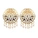 Touchstone Indian Bollywood pretty embossing work light weight traditional white pearls bunches designer jewelry earrings for women in gold tone