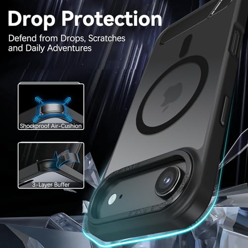 Image of GUAGUA for iPhone Air Case Compatible with MagSafe iPhone Air Magnetic Case Translucent Matte Skin Feeling Shockproof Protective Anti-Scratch Case for Phone Air 6.5 inch, Black