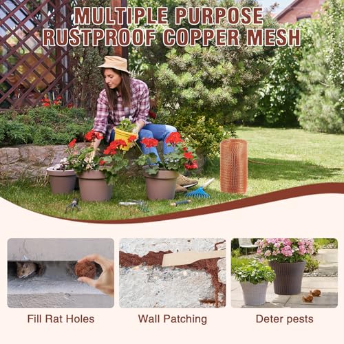Kupferband Gegen Schnecken 6m, Schneckenschutz Kupferband Wird mit Handschuhen Geliefert, Kupfernetz Zaun Anti Nacktschnecken Abwehr, Kommt mit Schere, Schaufel, für Maus, Nager, Vögel