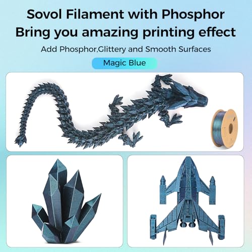 Image of Sovol Silk PLA Filament with Blue Glitter 1kg 1.75mm, Color Changeable 3D Printer Filament 2.2lbs, Chameleon Shiny PLA Material + /-0.03mm, Shimmering 3D Printing Filament, Galaxy Blue