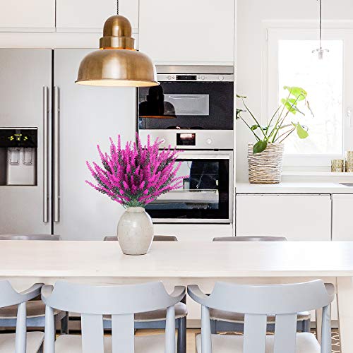 Jemong 8 Bundles Artificial Lavender Flowers Outdoor Uv Resistant Fake Flowers No Fade Faux Plastic Plants Garden Porch Window Box Decorating (Classic Fushia) #TOP2