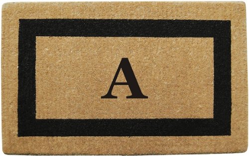 Personalized Monogram Single Black Border Coco Coir Door Mats - G - 36" X 72"