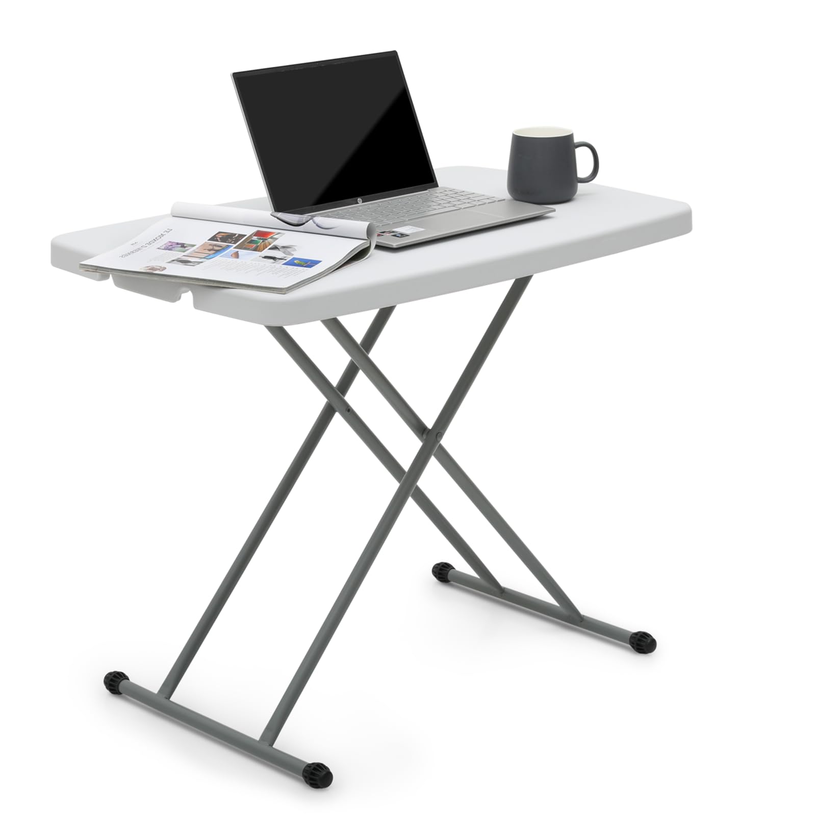 Athena Collection Folding TV Tray Couch Table 30 Inch Wide with 4 Height Adjustments, Portable Small Folding Table Dinner Tray Laptop Table for Living Room Small Space for Eating on Bed Sofa Couch