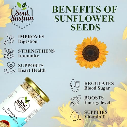 Image of SoulSustain Sunflower Seeds 200 GM, Shelled Sunflower Kernels for Snacking, Baking, Salads and Trail Mix, Vegan Protein, Keto Friendly, Non GMO, Bulk Snack Food