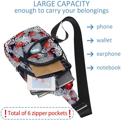 Bolso bandolera resistente de sarga con alegre estampado multicolor de mar 6