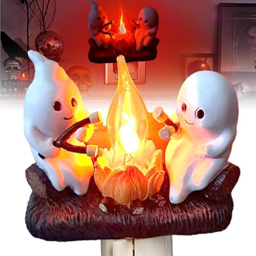 Image of 2 PCS Ghost Flickering Campfire Flame Halloween Nightlight
