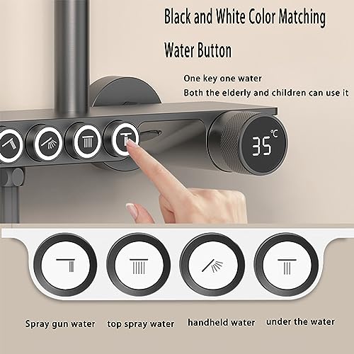 Robinet de douche LED noir avec douchette 3 modes et bec baignoire