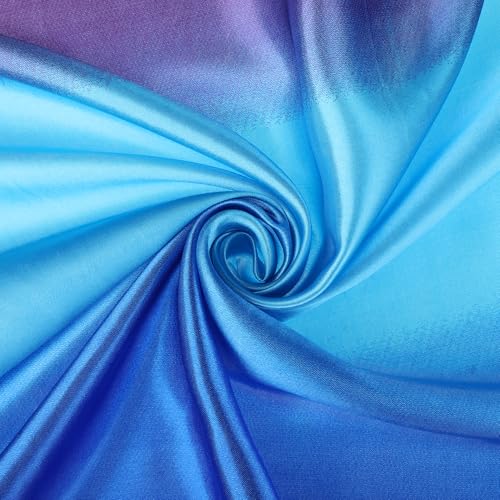 Women's Gradient Colorful Square Scarves, Contrast Color Ombre Satin Silky Hair Wrap Bandana Neckerchief4