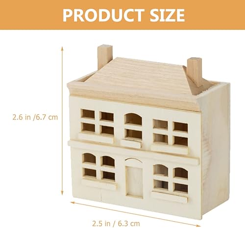 Miniatura 4 de Little House - Casa de muñecas para decoración del hogar, casa en miniatura de madera, sin terminar, modelo de casa de muñecas, accesorios de