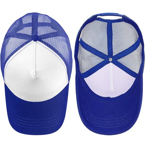 Image of Falari 5-Panel Mesh Baseball Cap, Trucker Hat, Structured Plain Design, Cotton, Adjustable Size