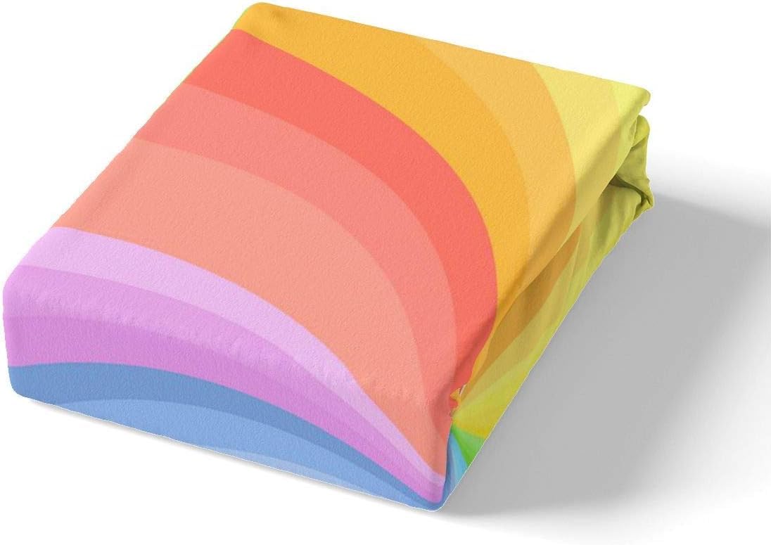Tęczowa pościel 200 x 200 cm, kolorowe paski, nadruk 3D, zestaw pościeli z zamkiem błyskawicznym i 2 poszewkami na poduszkę 80 x 80 cm, miękka pościel z mikrofibry, 3-częściowy, na łóżko podwójne, K