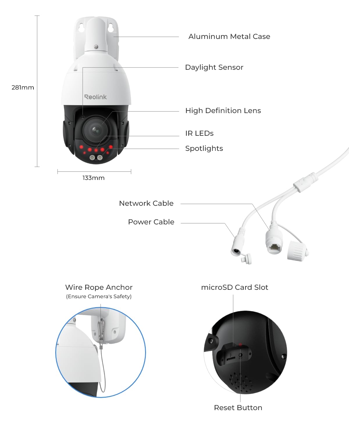 REOLINK 4K UHD PoE PTZ Camera for Outdoor Security, 360° Pan & 90° Tilt for Auto Tracking, 5X Optical Zoom and 3D Zoom, AI Detection, Color Night Vision, 24/7 Recording, 2 Way Talk, RLC-823S1