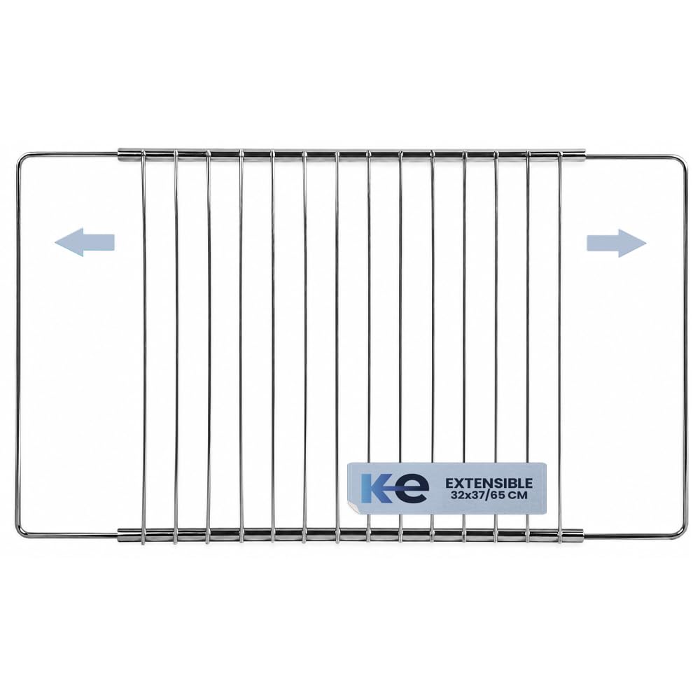 Anakel Home Rejilla de Horno Acero Inoxidable Extensible, Bandeja de Horno Universal | 32 x 37 cm hasta 65 cm, Tornillos Incluidos