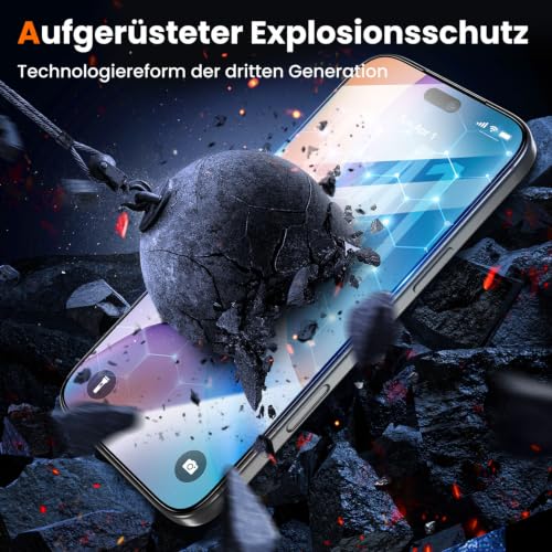 UniqueMe für iPhone 18 Pro für Panzerglas, 9H-Härte - 2 Stück Schutzfolie – Ansicht 3