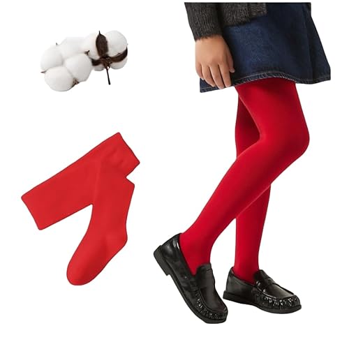 CYS Leotardos Escolares Niñas Juveniles 3-16 Años (104-172 cm) Medias Panty Algodón Peinado Sin Costuras Para Colegio Danza y Diario (FR/ES, Edad, 3 años, 4 años, Regular, 1, ROJO)