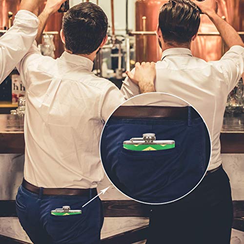 Flasque à whisky en cuir vert avec entonnoir de poche