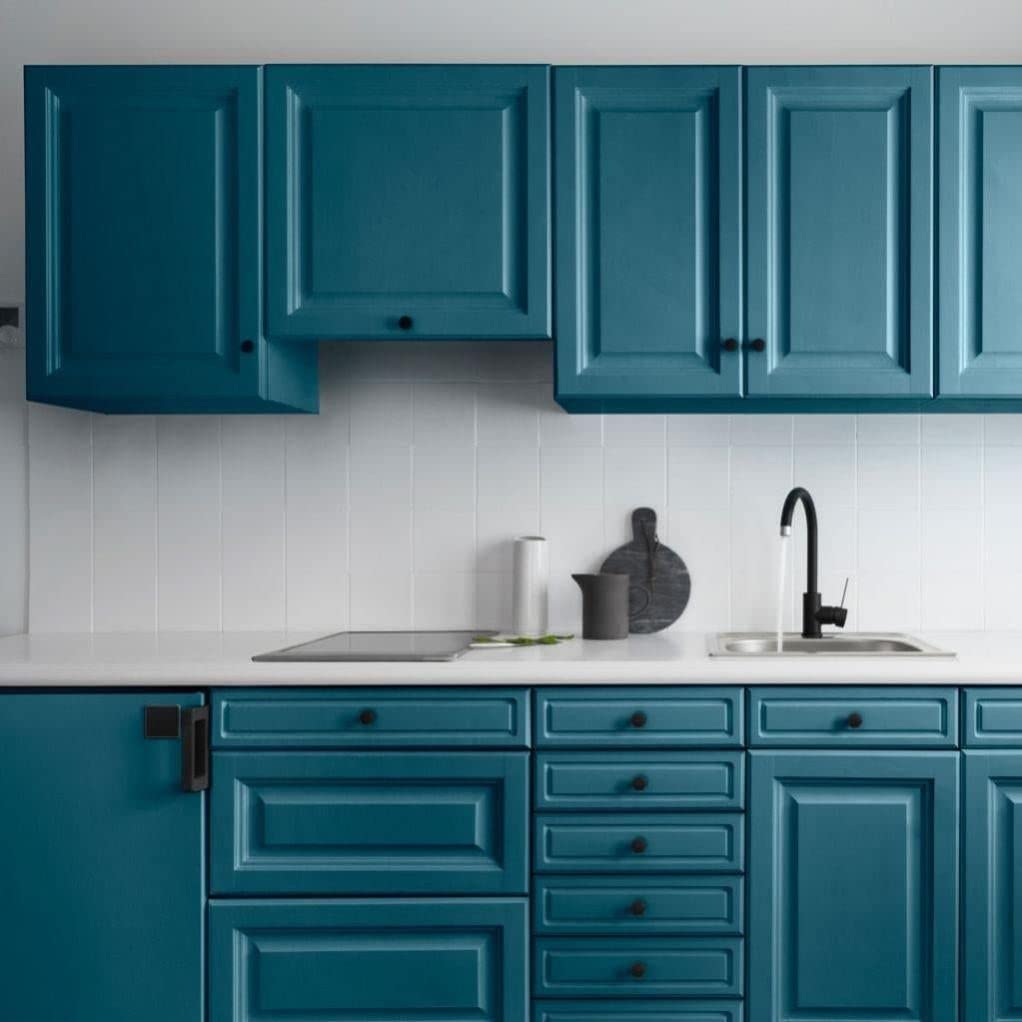 MadeInNature - Vernice per rinnovare superfici difficili, direttamente senza sottostrato piastrelle, mobili da cucina radiatori elettrodomestici, 2 litri per 10 m² in 2 strati, colore: Petrolio blu