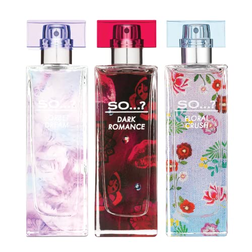 So…? Womens Perfume Bundle Sorbet Dream, Dark Romance, Floral Crush Eau De Parfum Set 30ml (Pack of 3)