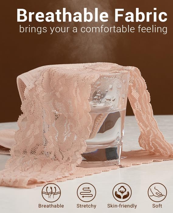 Jo & Bette Lace Thongs for Women - 6 or 12 Pack Low Rise Thongs - Lace Panties Cotton Underwear Women Sexy No Show Soft - Image 5