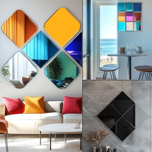 Image of Colored Mirror Acrylic Sheet Set, 10 Pack 8x8 inch - Laser Cutting & DIY Crafts, Home Decoration, Weddings & Party Favors (20x20 cm)