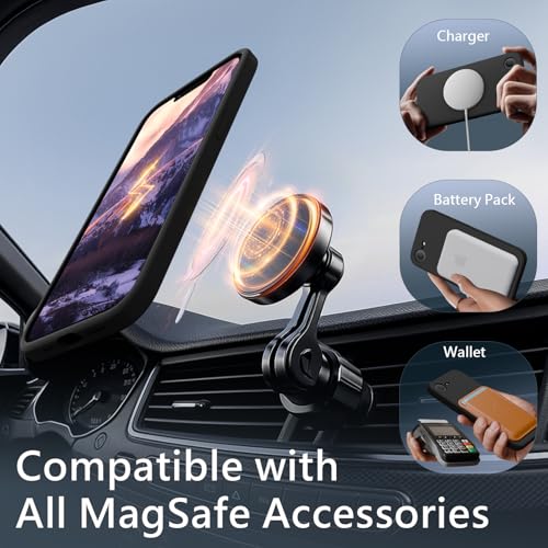 Image of FireNova Magnetic for iPhone 17e Case /iPhone 16e Case, Compatible with MagSafe, [Silicone Camera Protection] Microfiber Lining Phone Case, 6.1 inch, Black