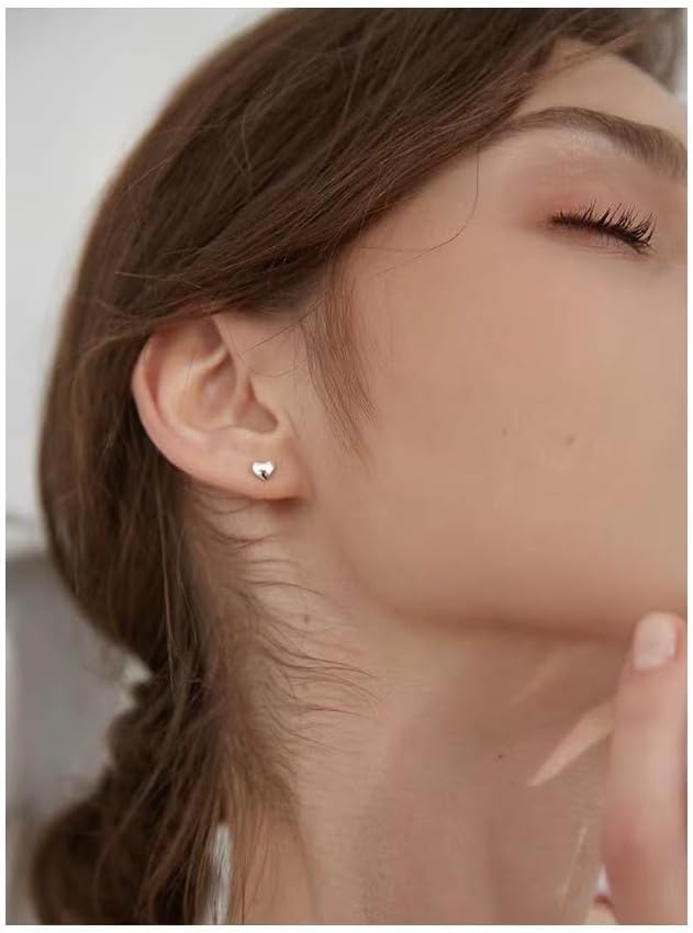 925 Sterling Silver Heart Earrings Studs for Women Sweet Love Studs Earrings - Image 4