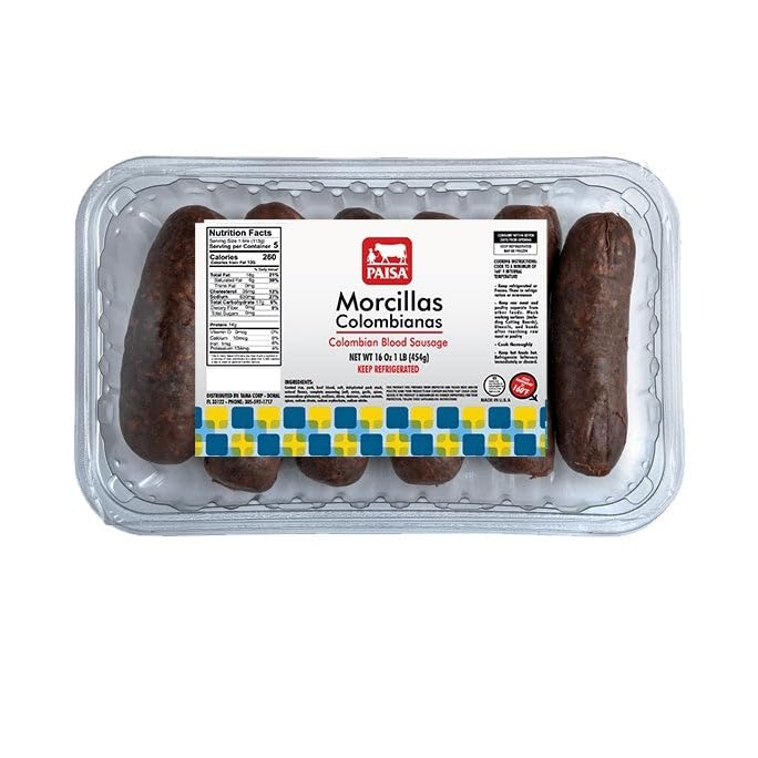 Morcilla Colombiana - Colombian Style Blood Sausage (Pack of 4-4 lbs in total - 20 Morcillas)