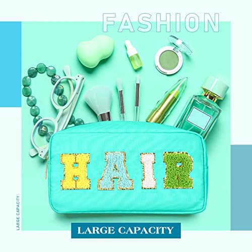 4 Pcs Preppy Makeup Bag Chenille Letter Nylon Cosmetic Bag Makeup Organizer Bag Toiletry Cosmetic Case Preppy Bag With Zipper Stuff Bag Cosmetic Pouch Makeup Pouch For Women Teen Girl (Bright Colors) #TOP2