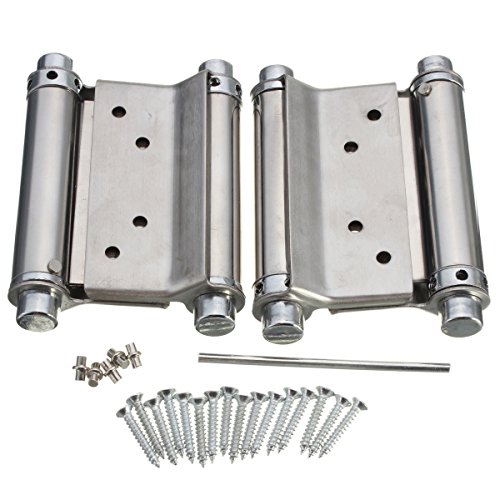 Preisvergleich Produktbild 15kg Tragfähigkeit Doppeltes Federscharnier, aus Edelstahl, für Saloon-Schwingtüren, Café, Bar, Theken-Türen, mit Schrauben und Brechstange 7,6 cm ( 2 Stück )