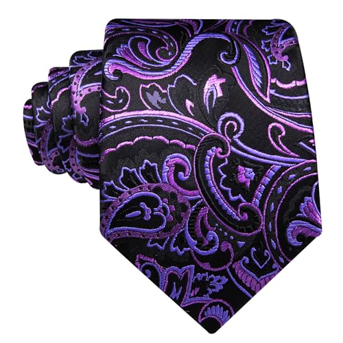 Image of Barry.Wang Men Tie Set Floral Paisley Silk Necktie Pocket Square Cufflinks Formal Wedding Party Business