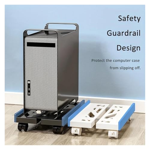 Soporte móvil ajustable para CPU, soporte ventilado para torre de PC con 4 ruedas caster, compatible con la mayoría de computadoras, soporte bajo escritorio (blanco) miniatura 4