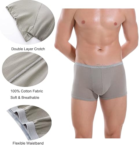 Miniatura 3 de Reljoyinn Ropa interior desechable para hombre, para fitness, hotel, spa, hospital, estadías, 100% algodón, color gris, paquete de 8 unidades
