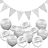 decoracion aniversario 25 años Detalles del tamaño: cada globo de látex inflado mide aprox. 30 cm/ 12 pulgadas de diámetro, cada banderín mide aprox. 21 x 15 cm/ 8,3 x 5,9 pulgadas, vienen con una cuerda de 3 m/ 9,8 pies de largo