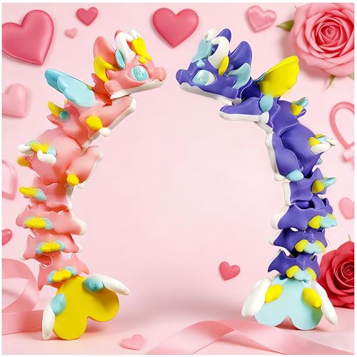 Jouet sensoriel dragon imprimé en 3D, lot de 2 figurines flexibles, cadeau idéal pour fille et garçon