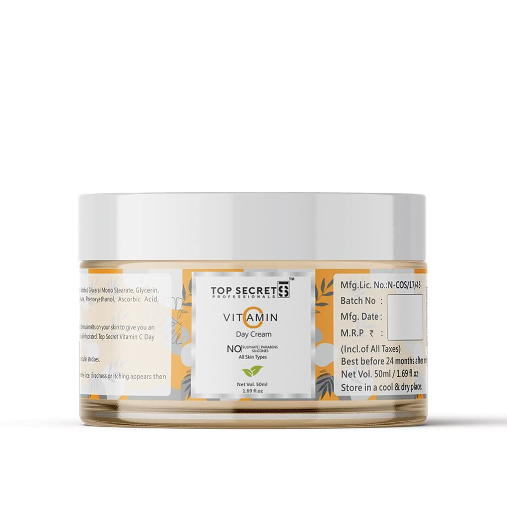 Top Secret Vitamin C Night Cream for Men and Women | Brightening Glowing Anti-Ageing Skin | Sulphate and Paraben Free | For All Skin Types | 50 ml