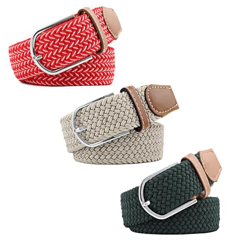 Myfunc Belts No Holes Elastic Stretchy Braided Woven Golf Dress Jeans Pants Belt for Womens Girls Mens Boys