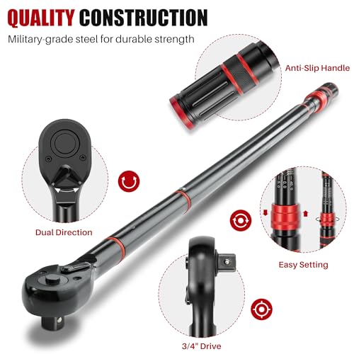 Image of 3 /4 inch Drive Click Torque Wrench-150-1000Ft.Lb for Truck,HD Vehicles