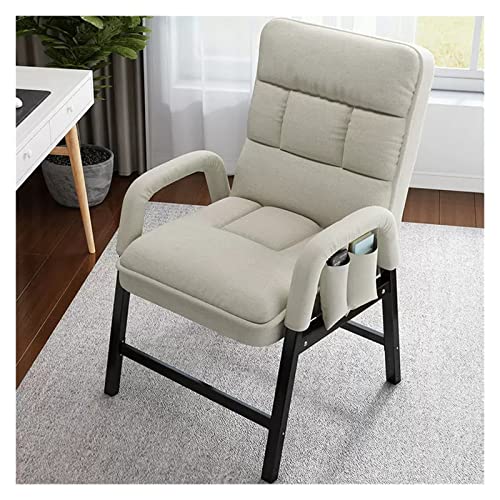 Silla decorativa de terciopelo con almohada lumbar y marco de metal, sillón pequeño ergonómico moderno para sala de estar con altura ajustable y bolsillo lateral, sofá individual blanco