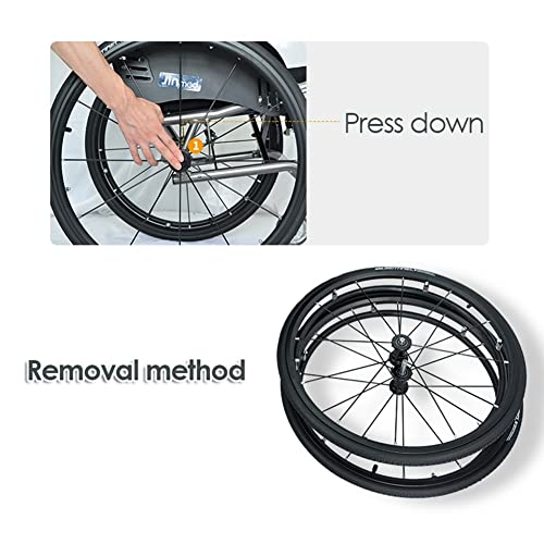 24X1 Pneumatyczne koła do wózków inwalidzkich (para), 24-calowe tylne koła do wózków sportowych z kołem ręcznym, 12 szprych aluminiowych, łożysko 12,7 mm (1/2 cala)/czarne/24"*1"