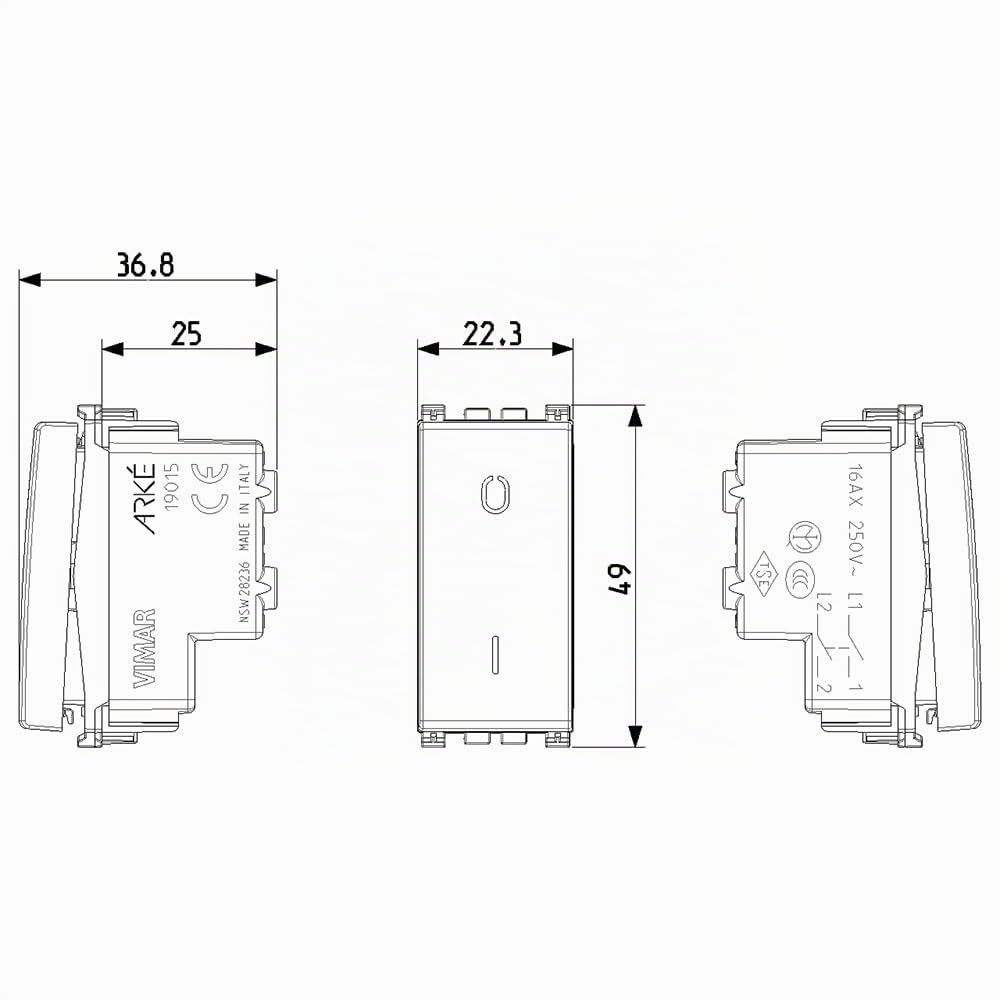 Vimar Interruttore 2P 16Ax, Bianco