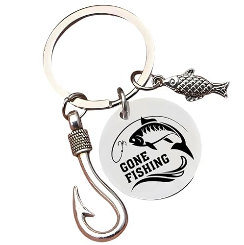 AMZfishing Sleutelhanger voor vissers, sleutelhanger voor vissers, cadeau voor vissers, sleutelhanger, vissers, B: Gone Fishing | Vis, unterschiedlich