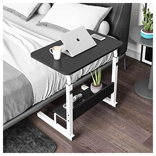 Homeland Design your Heritage Multi Purpose Laptop Table | Wooden Table with Adjustable Height, Wheels | Black (60 X 90 X 40.5 Cm)