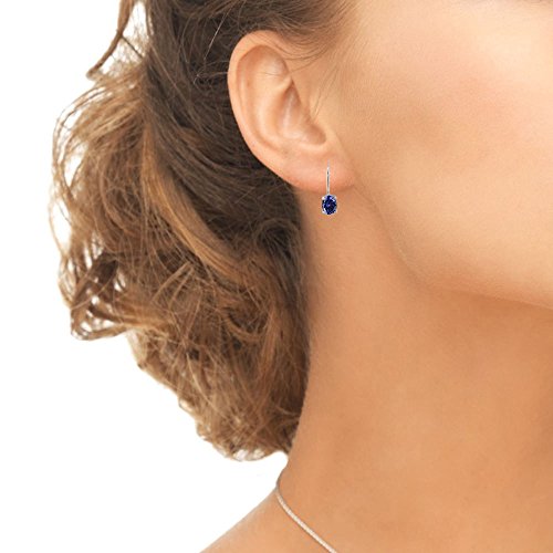 Simulated Tanzanite Earrings For Women 8X6Mm Oval Dainty Sterling Silver Drop Earring For Girls Teens Bridesmaids Prom Summer Fashion Trendy #TOP2