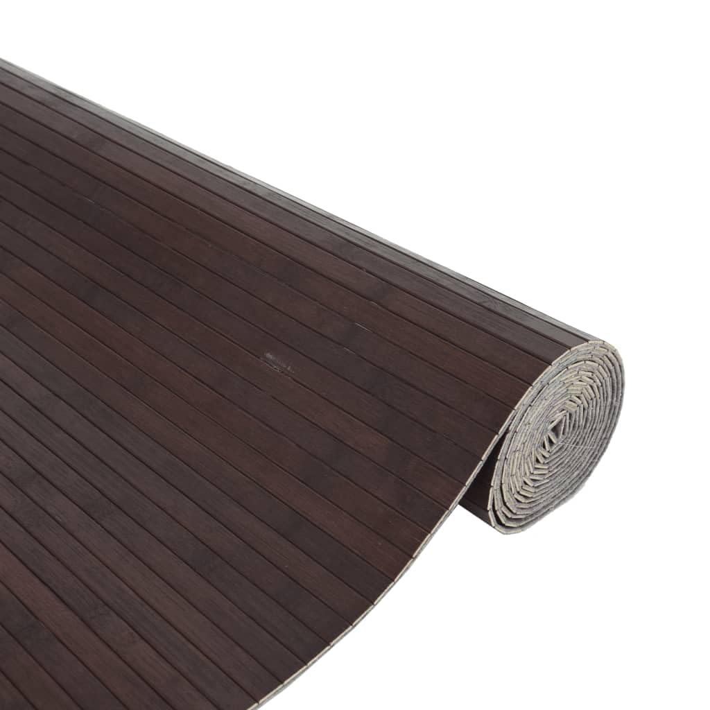 Rechteckiger Teppich Dunkelbraun 80 x 400 cm aus Bambus-Teppich Bambus Holz rutschfeste Matte Läufer Bambusmatte Küche Bad