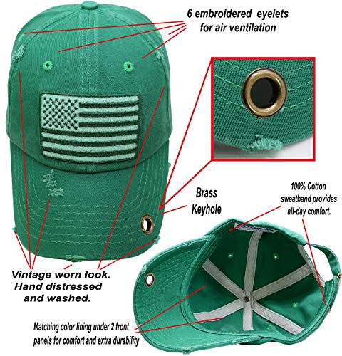 Image of Antourage American Flag Unisex Baseball Hat for Men and Women | USA Flag Mesh Snapback Flat Visor Cap + 2 Patriotic Patches