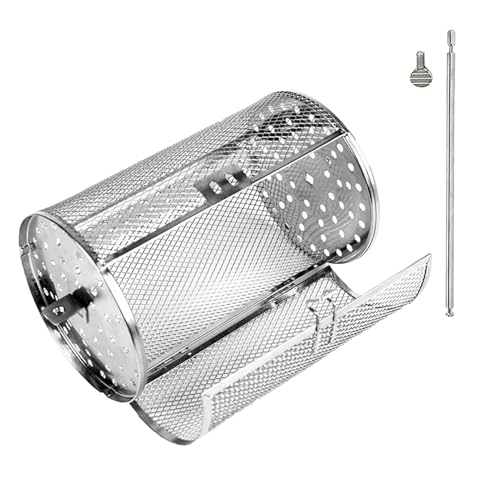 Spinnnings Barbecue Basket - BBQ Mesh Cage, Cilindro de rejilla de cocina | Cesta crujiente de aire de acero inoxidable, tambor para café, patatas fritas, barril para hornear nueces